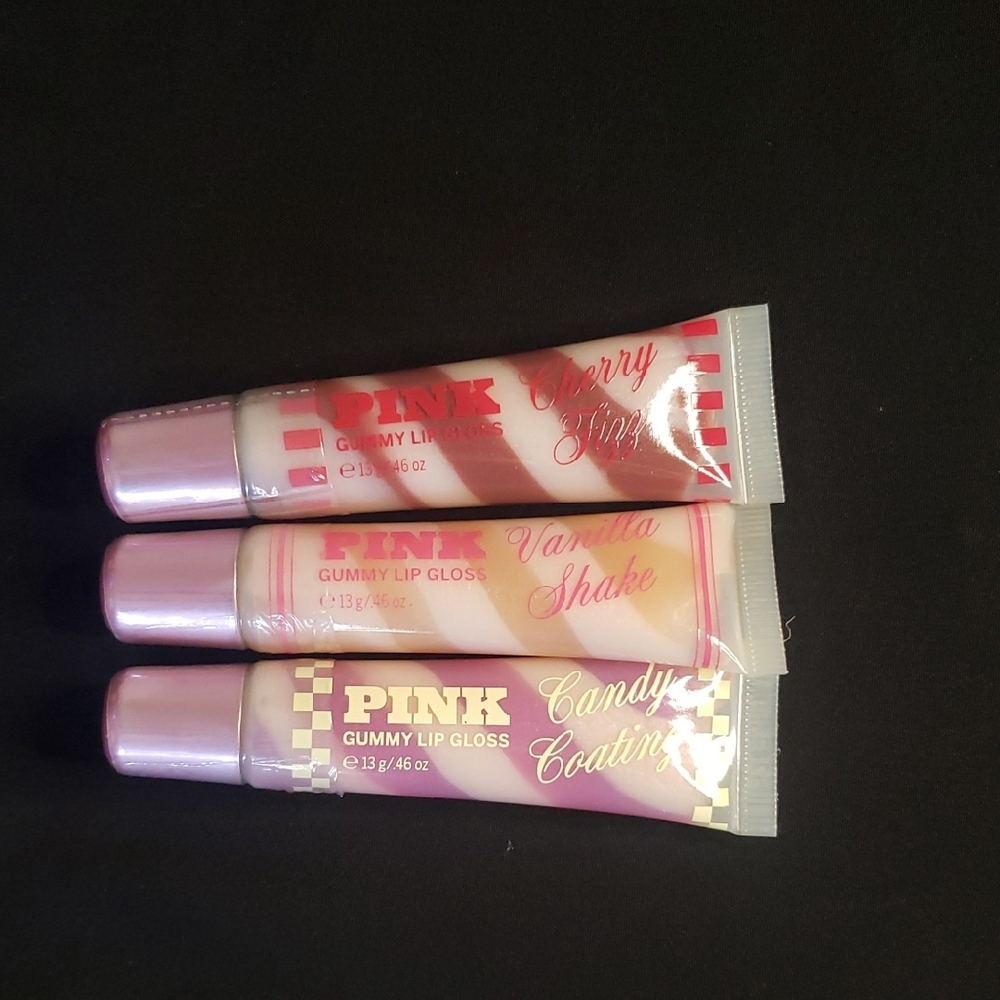 PINK Victoria's Secret Gummy Lip Gloss Trio - Cherry, Vanilla, Candy